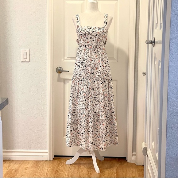 Zara Dresses & Skirts - Zara Blogger's Favorite White Floral Printed Bow Tie Back Midi Dress Siz…